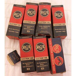 7 Vtg 1940s RCA Victor Radiotron Ham TV Radio Tube 1LC5 Original Box R-CB 8